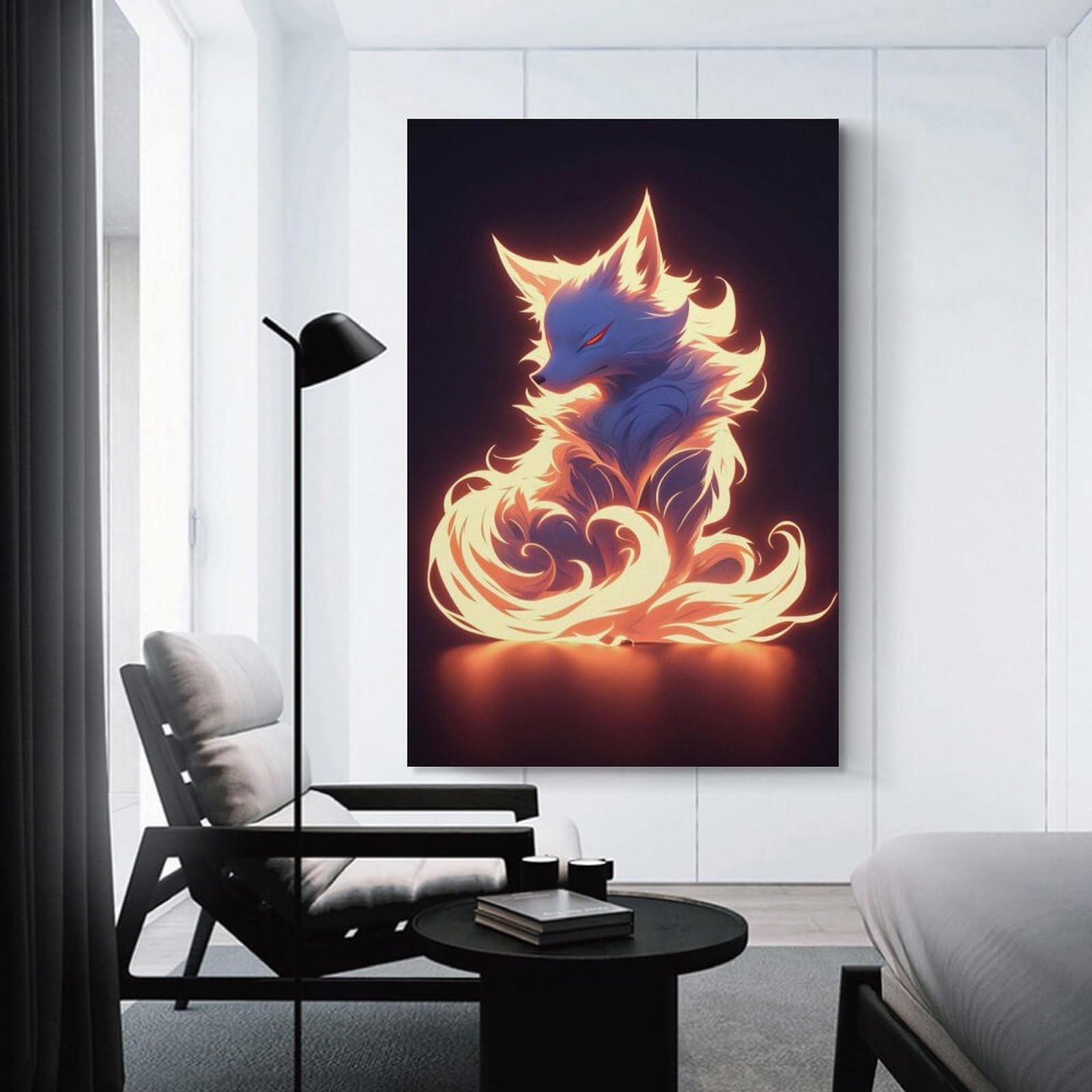 Junmoney Glowing Fox Art Print Canvas Art Print, 16x24inch(40x60cm), for Living Room, Bedroom, Office Or Hallway, Decorative Artwork with Broad Appeal