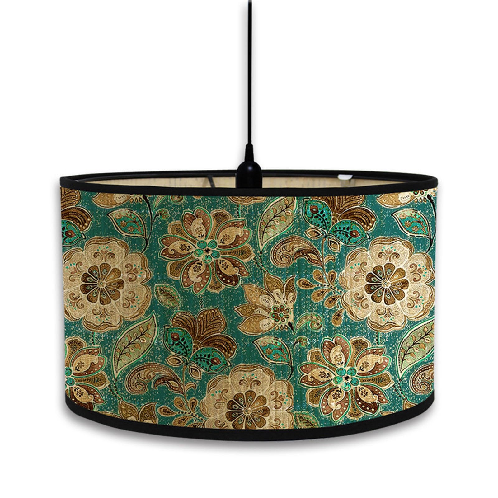 Morbuy Paralume Lampada in Bambu, Stile Paisley Stile Vintage Diametro 30cm Paralume a Tamburo Paralume Lampada da Tavolo Paralume Lampada da Terra Moderno per Decorazioni (Stile Vintage)