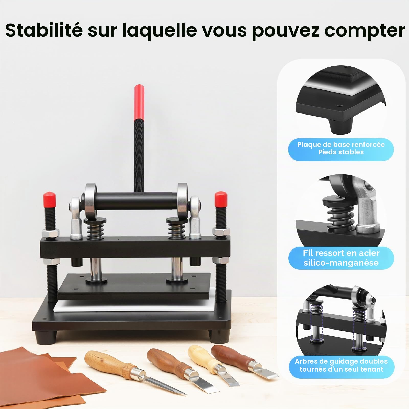Machine manuelle de découpe en cuir, presse à tôles en acier de 12 mm, machine à embosser et à poinçonner, machine de découpe et d’embossage pour cuir, plastique, PVC, caoutchouc, papier, plaques en