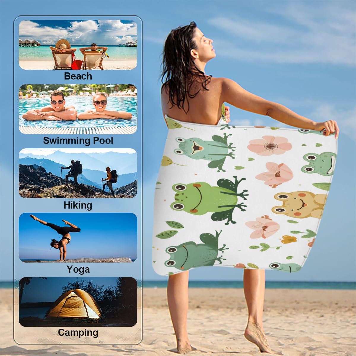 Tie Dye Beach Towel - Absorbent Quick-Dry Microfiber Towel For Pool, Beach & Yoga (31"x61")