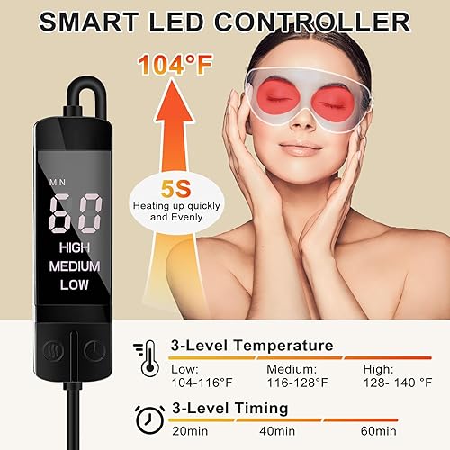 Miniatura 9 de Kovnlo Máscara térmica para ojos, lavable por USB, eléctrica, almohadilla térmica para ojos secos, blefaritis, síndrome, calazión, orzuelo, MGD y