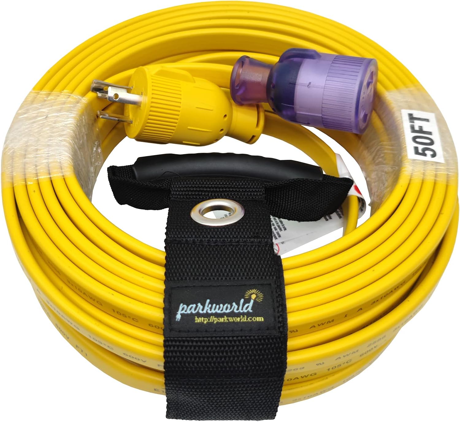 Parkworld NEMA L6-30 Extension Cord, Generator Cord, Flat Generator Cable, Locking 3-Prong, 30 AMP, 250 Volts, 7500 Watts (50FT)