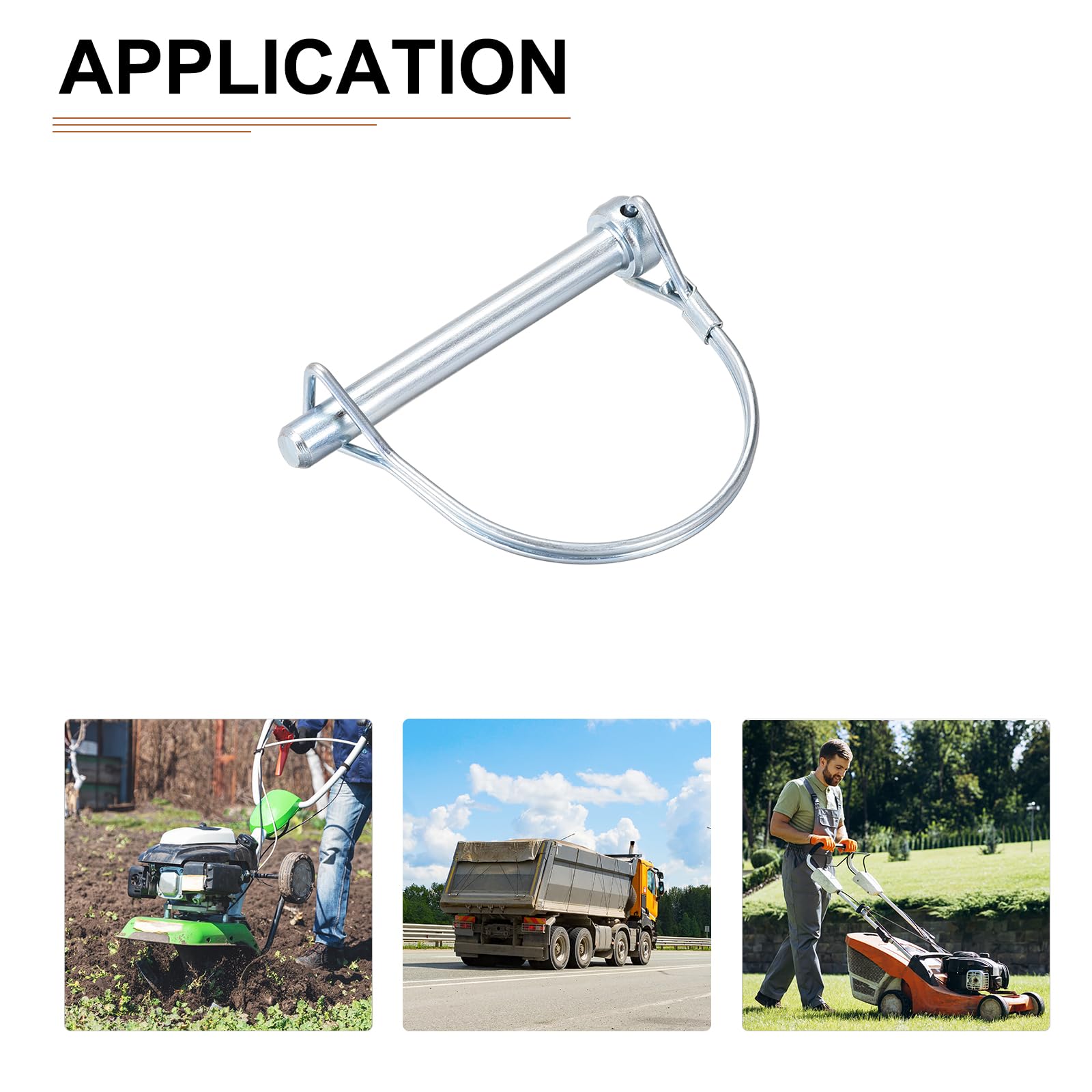 DTGN 8mm x 72mm (DxL) Shaft Locking Pin - 1Pack - Good for Farm Trailers Lawn - Carbon Steel Round Trailer Coupler Pin - Silver Tone - Image 4