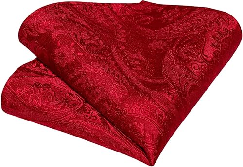 Vista 3 de DiBanGu Conjunto de corbata de cachemira para hombre, corbata jacquard tejida de seda y gemelos cuadrados de bolsillo, conjunto de regalo, formal