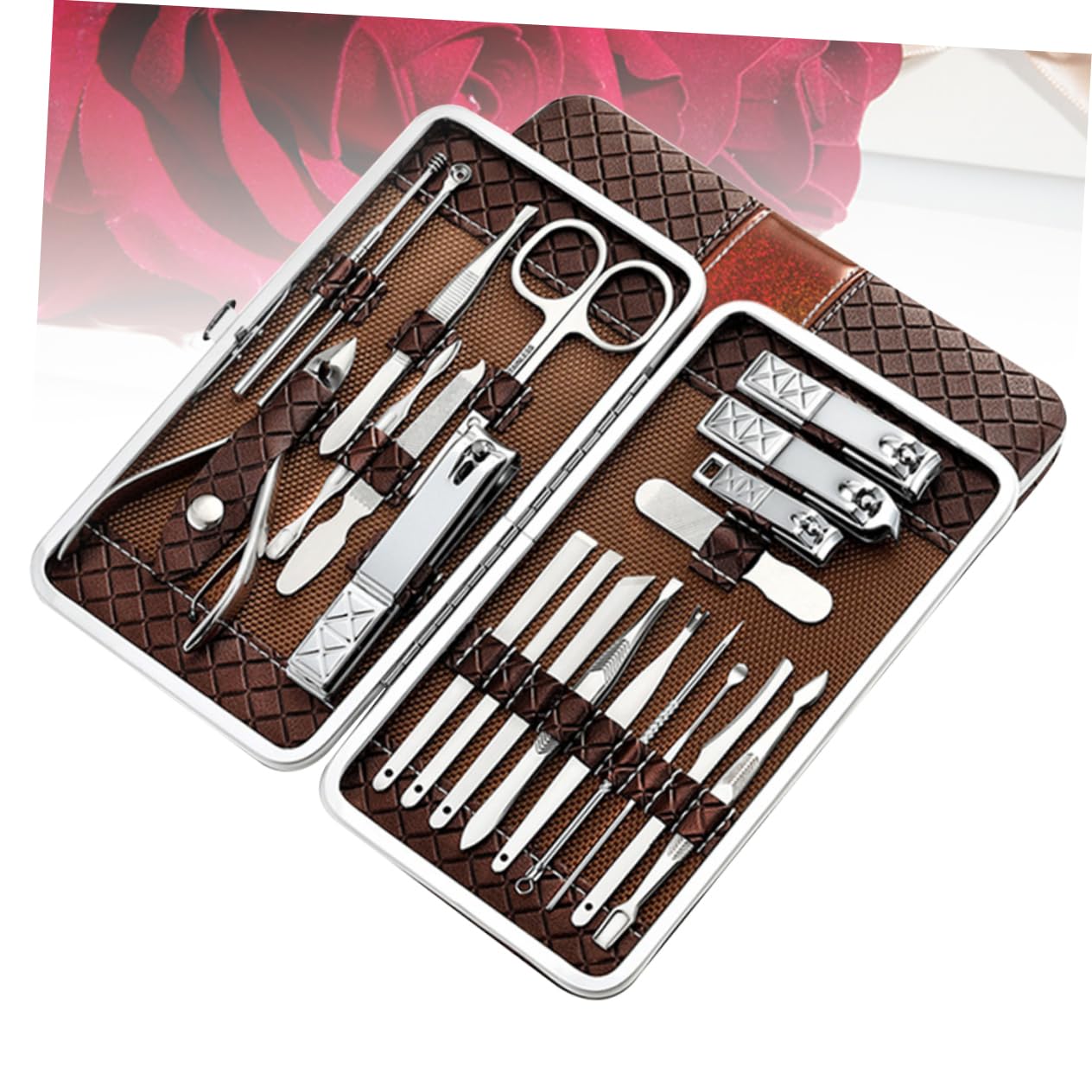Set 21pezzi di Tagliaunghie in Acciaio Inossidabile Marrone | Design Ergonomico, Quick Nail Shaping, Adatto a Friends e Family Members