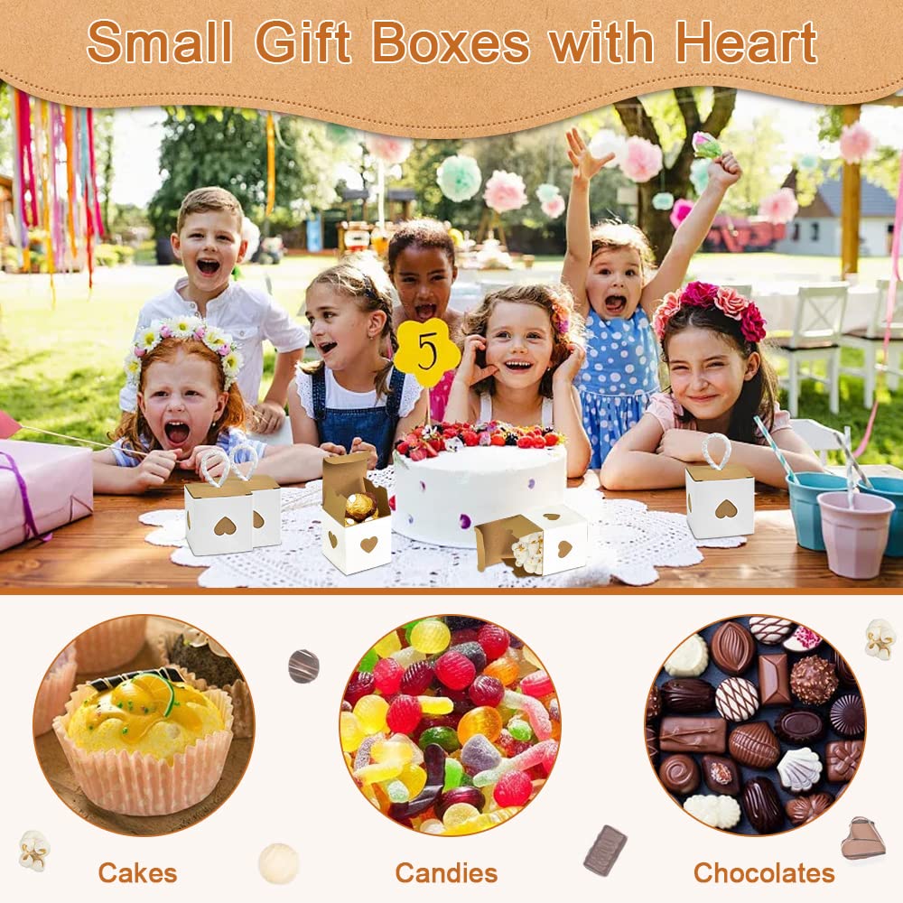 30 Pezzi Scatole Regalo Cartone con Cuore 8 x 8 x 7,5 cm- Scatole