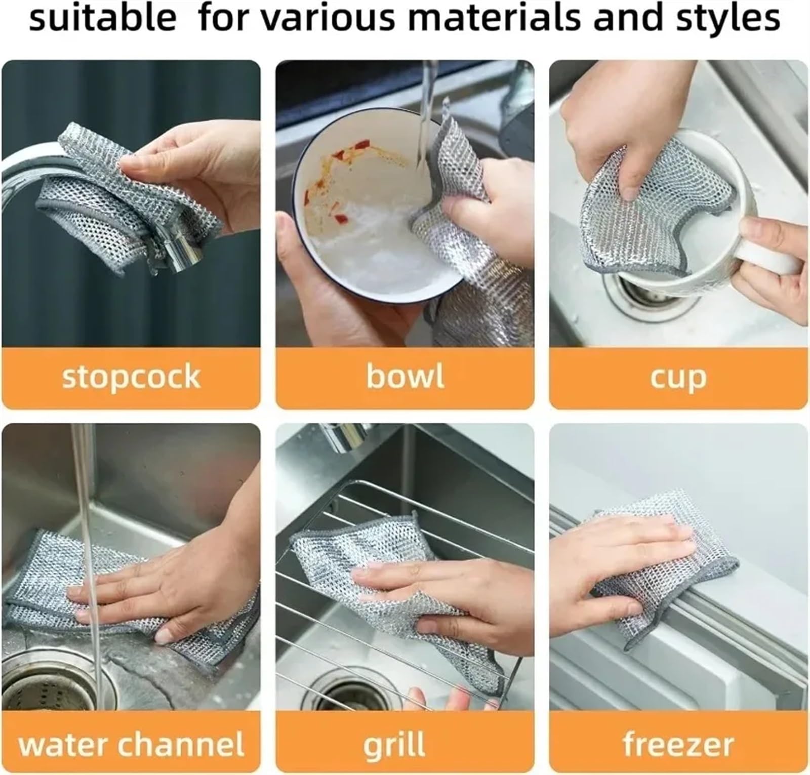 Balleta Paño de Cocina mágico, paños Limpieza Alambre Plateado, paño Lavado Platos, Toallas Gruesas Doble Cara, Trapos Acero, 20/1 Uds(20PCS,Double Layer)