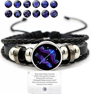Zodiac Signs Spirit Bracelet,Spirit Zodiac Bracelet,The Soul Bracelet,Zodiac Spirit Bracelet,Handmade Woven Multilayer Adjustable 12 Constellation Zodiac PU Leather Bracelets (Sagittarius)
