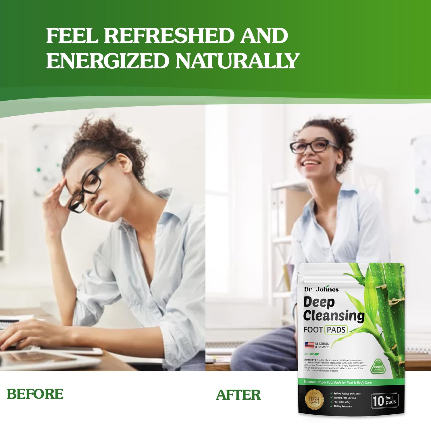 Deep Cleansing Premium Foot Pads: Natural Ginger and Bamboo Foot Care Patch (White)