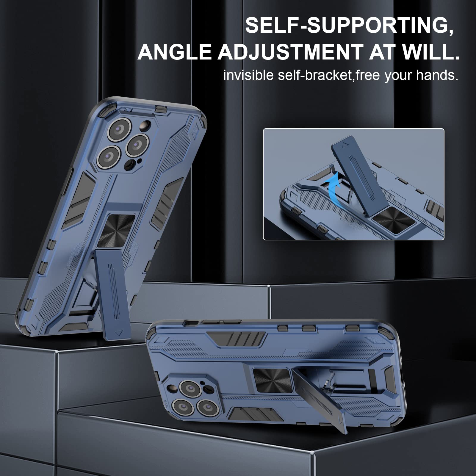 Funda para Xiaomi Redmi Note 15 Pro 5G, Carcasa Antigolpes con Soporte anular metálico, Case Protectora de Grado Militar, Azul — view 370