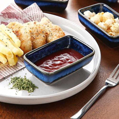 Miniatura 7 de vancasso Stern - Tazones de inmersión de 6 onzas, plato de cerámica para salsa de soja de 4.5 pulgadas, platos laterales rectangulares, platos