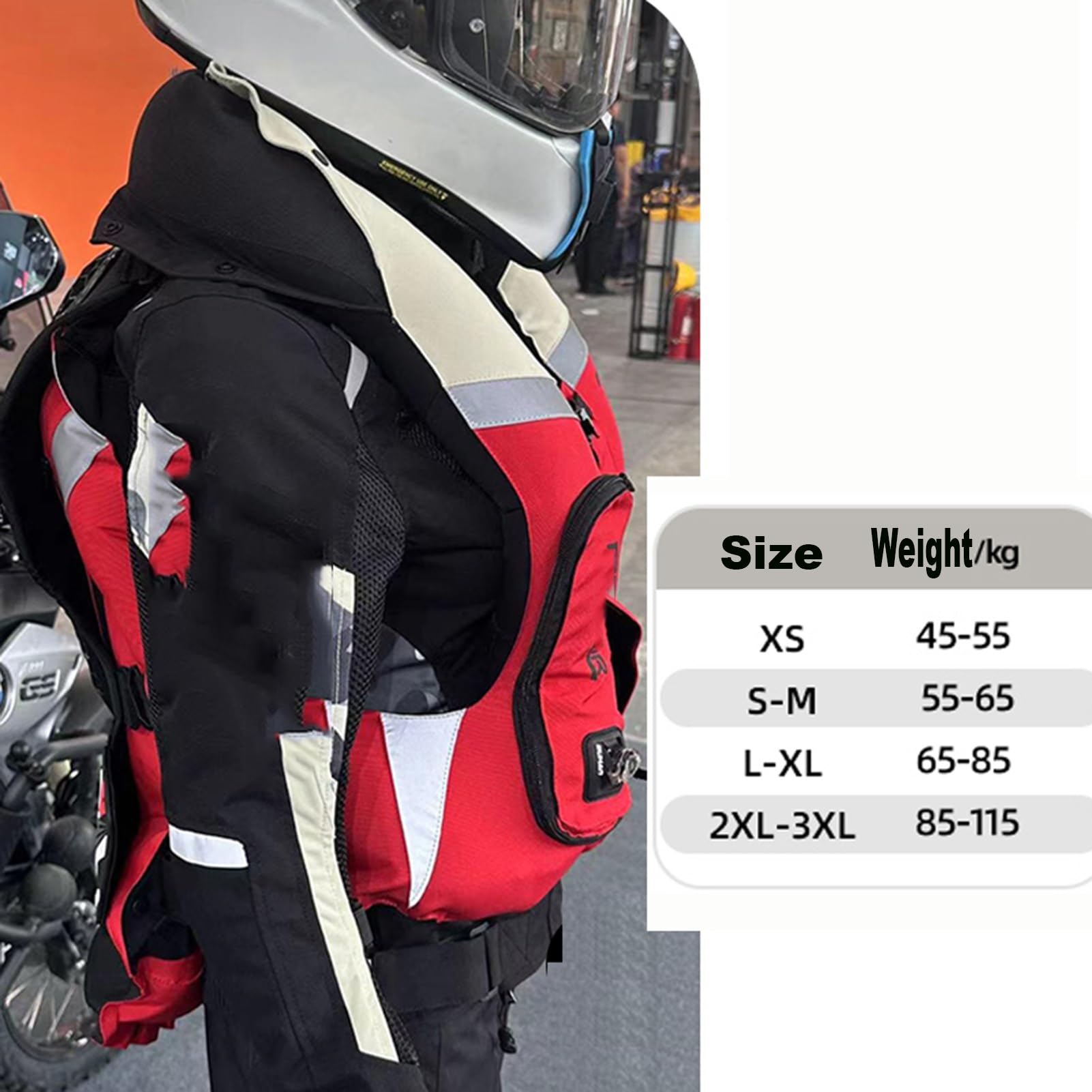 Gilet À Airbag De Moto Unisexe/Gilet À Air Gonflable Avec Des Airbags Au Cou Et À La Queue Veste D'équitation De Sac À Air Motocross(X-Large)