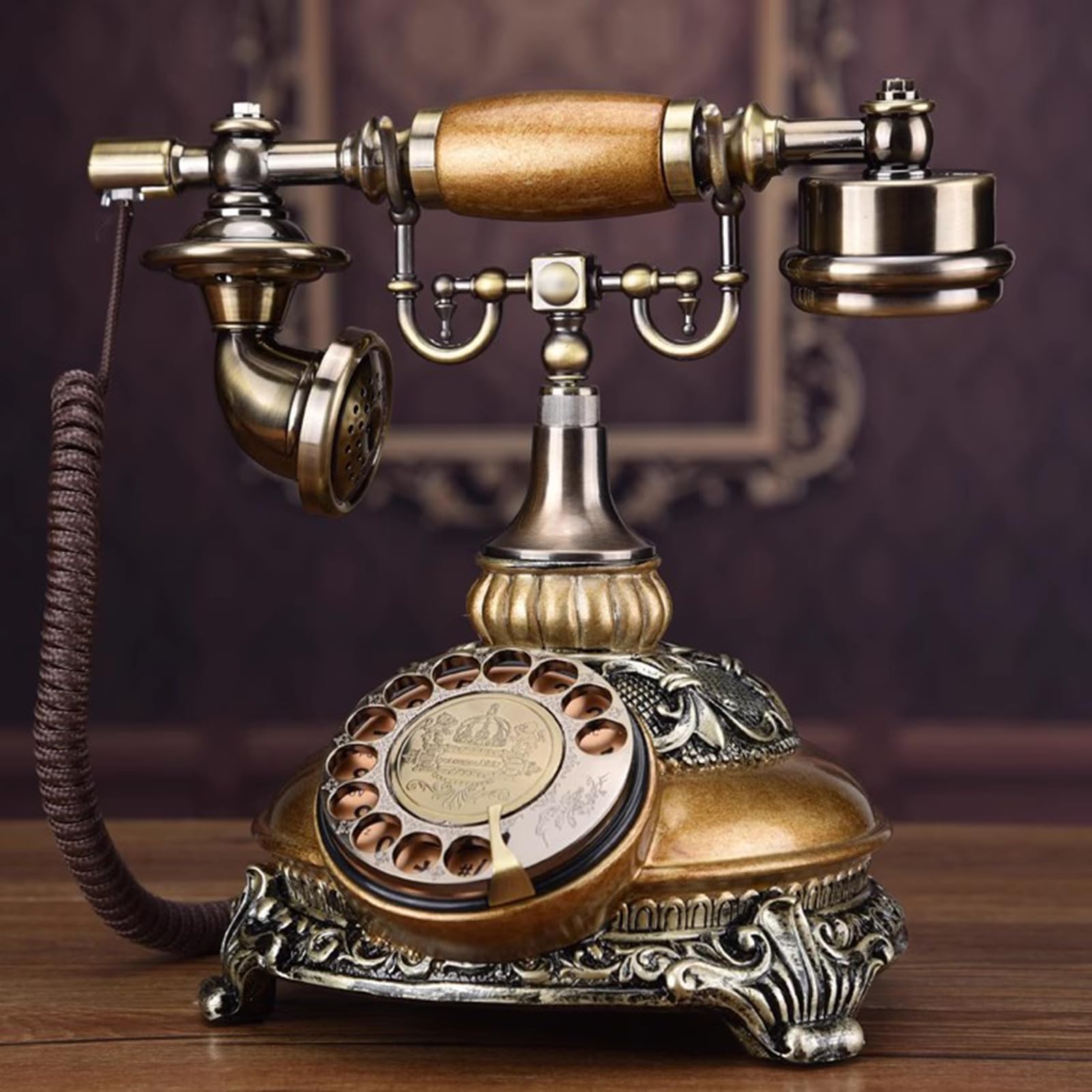 HJMMWT Telefon przewodowy z wybieraniem retro. Zabytkowy telefon stacjonarny. Vintage Home Office
