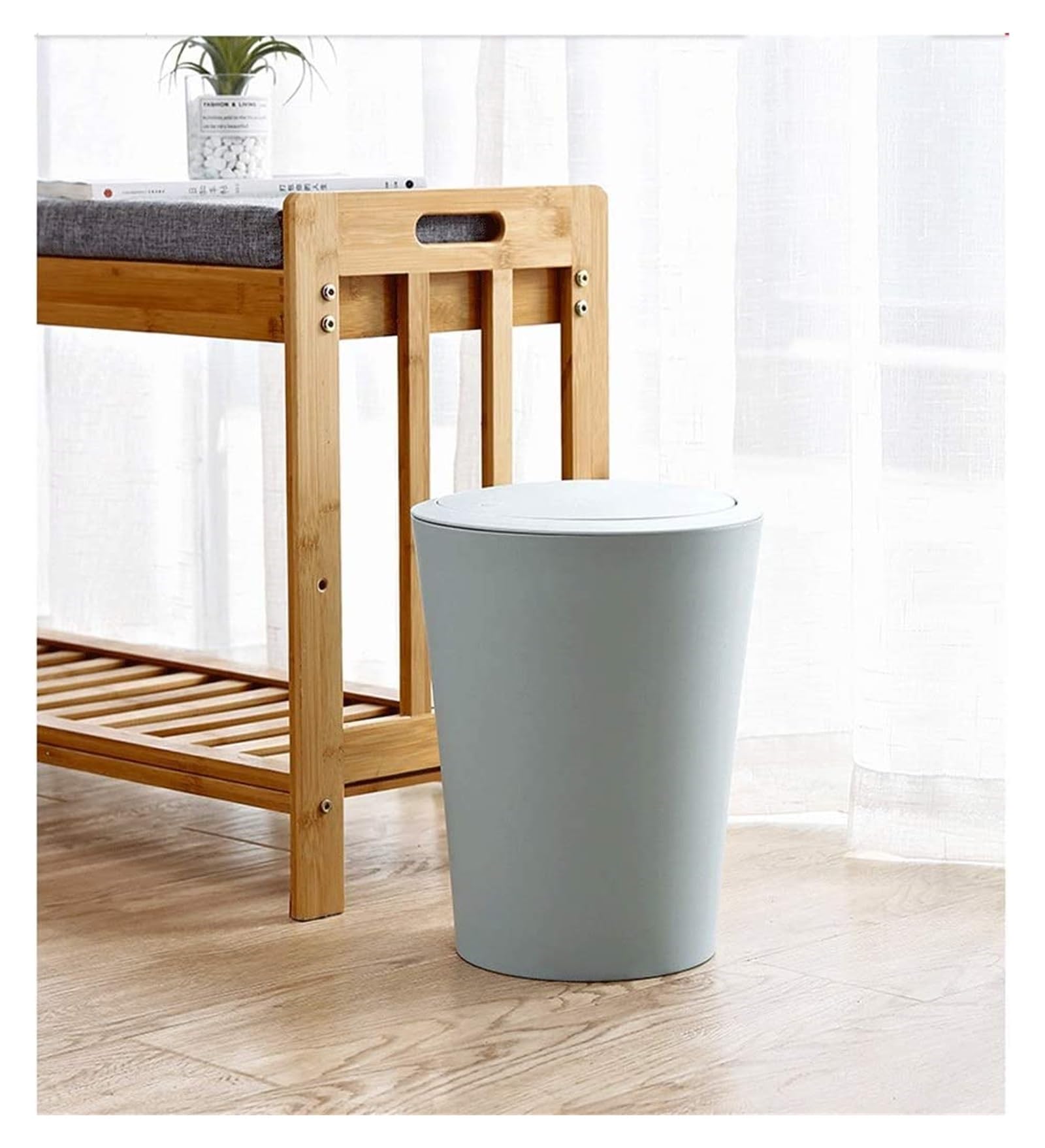 Botes de Basura Cubo de Basura de plástico con Anillo de presión, con Tapa/sin Tapa, for baño, (Color : with Cover Blue) Aire Libre y hogar