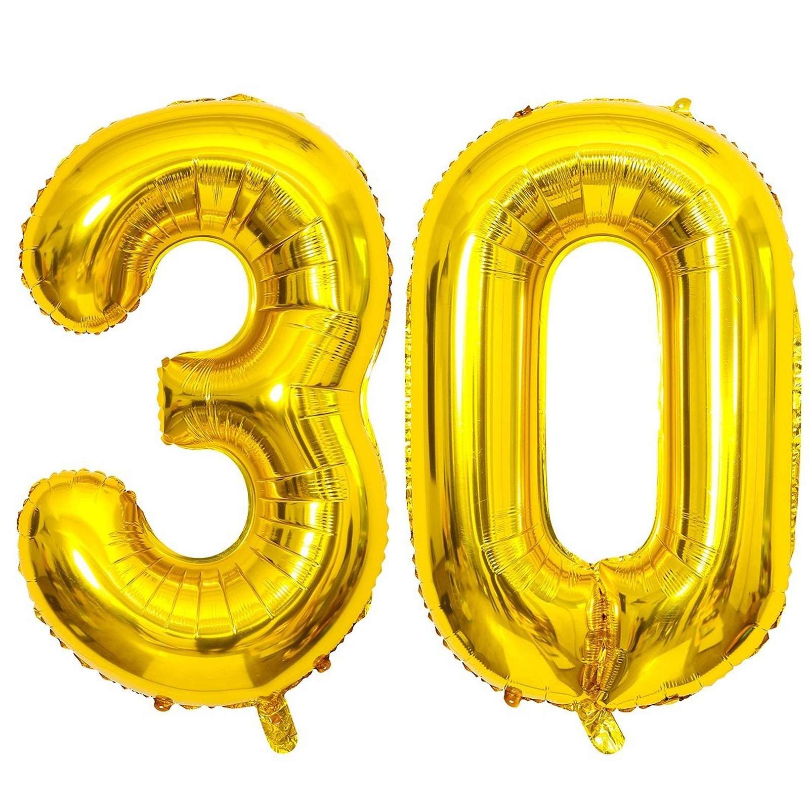 Lovoir 40 Inch Gold Number Balloon 30 Large Size Jumbo Digit Mylar Foil Helium Gold Balloons for 30th Birthday Party Celebration Decorations