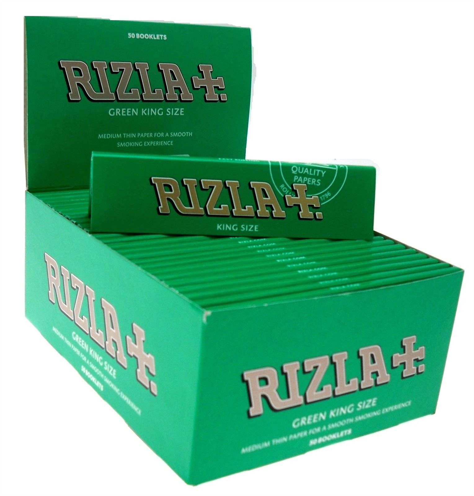 Rizla 10 X BOOKLEST GREEN KING SIZE SLIM GENUINE SMOKING CIGARETTE ROLLING PAPERS