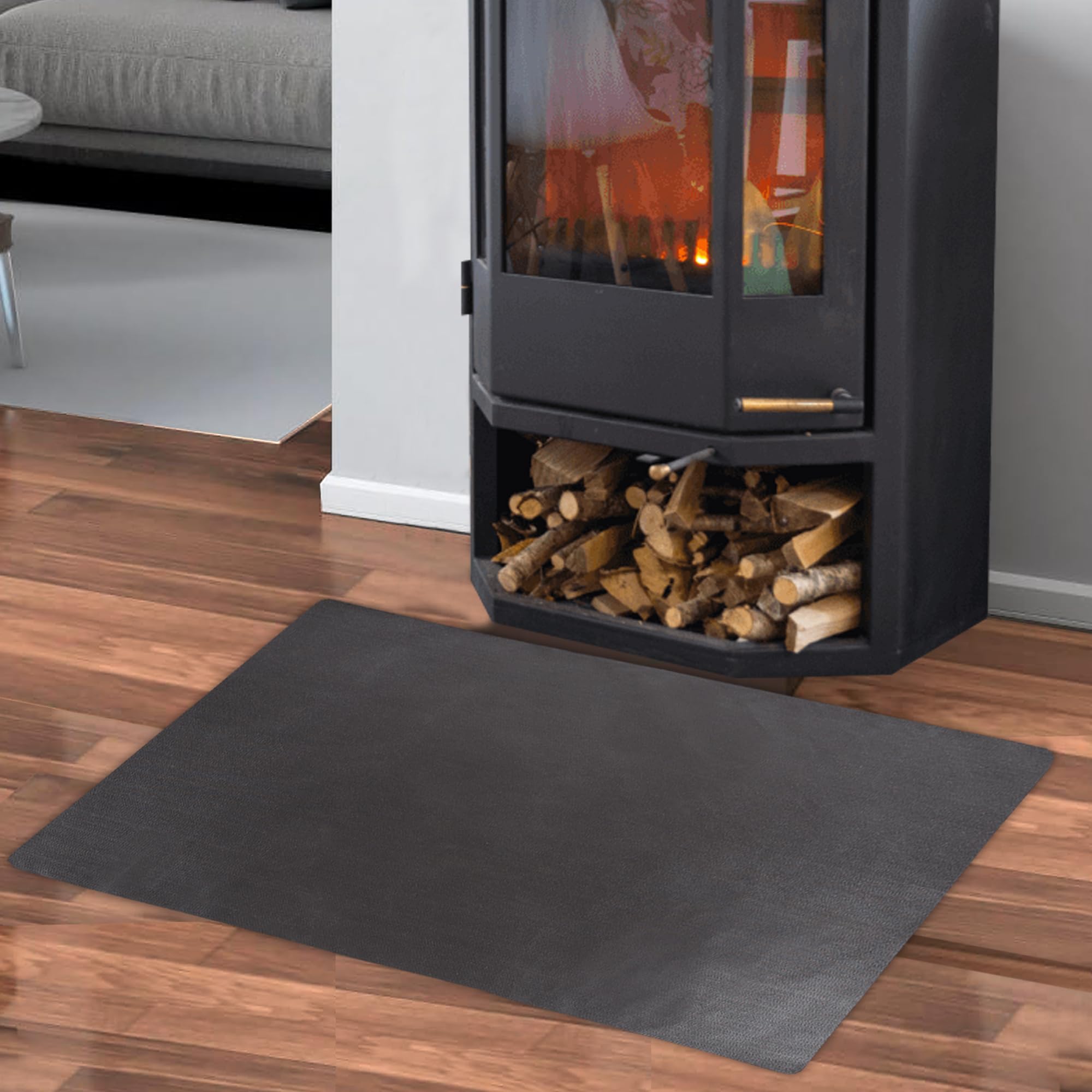 S&M 650017 – Alfombra negra protectora para barbacoa, chimenea y estufa 1,2 m x 1 m | Protege el suelo de grasa, ceniza y suciedad | Resistente y apta para el exterior | 5 años de garantía