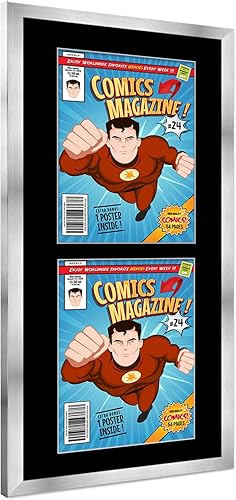 Miniatura 19 de Poster Palooza Marco de cómic con paspartú para 4 cómics de la era actual publicado después de 1985, marco de cómic negro para cómics de 6.875 x