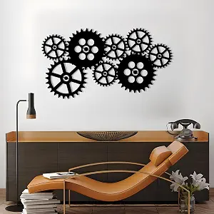 EANHIPE Industrial Steampunk Gear Wheel Metal Wall Art, 24x13 inches