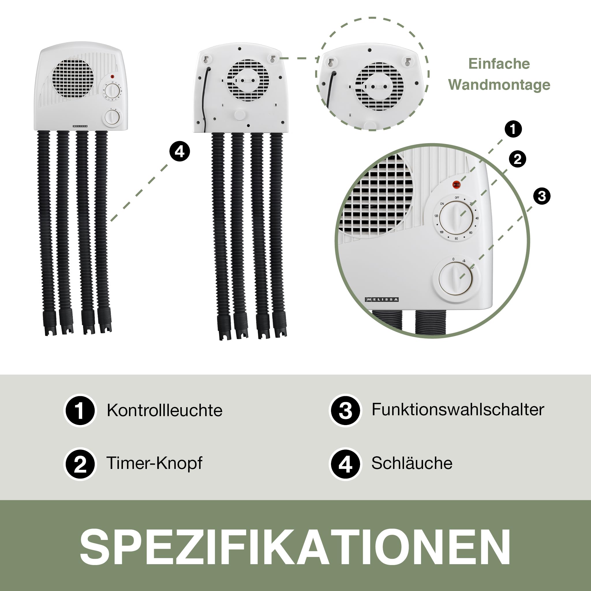 Melissa 16540012 Schuhtrockner elektrisch - Schuh- und Stiefelwärmer - Heizung mit Gebläse und Zeitschaltuhr - für 2 Paar Schuhe/Handschuhe - Weiß, Hell