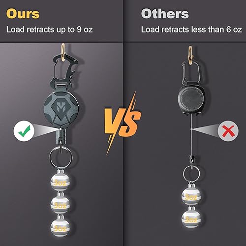 Miniatura 5 de 2 Pack Heavy Duty Retractable Keychain with Magnetic, Tactical ID Badge Holder Reel, Sturdy and Durable Key Chain with 31.5 Steels Retractable Cord,