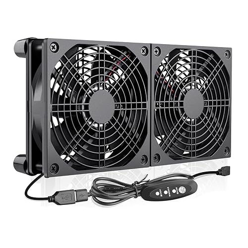 4.724 in 9.449 in PC PC caso 5V USB alimentado ventilador con controlador de velocidad variable para router módem Xbox DVR Playstation receptor