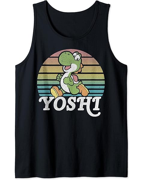 Super Mario Yoshi Retro Line Run Portrait Tank Top