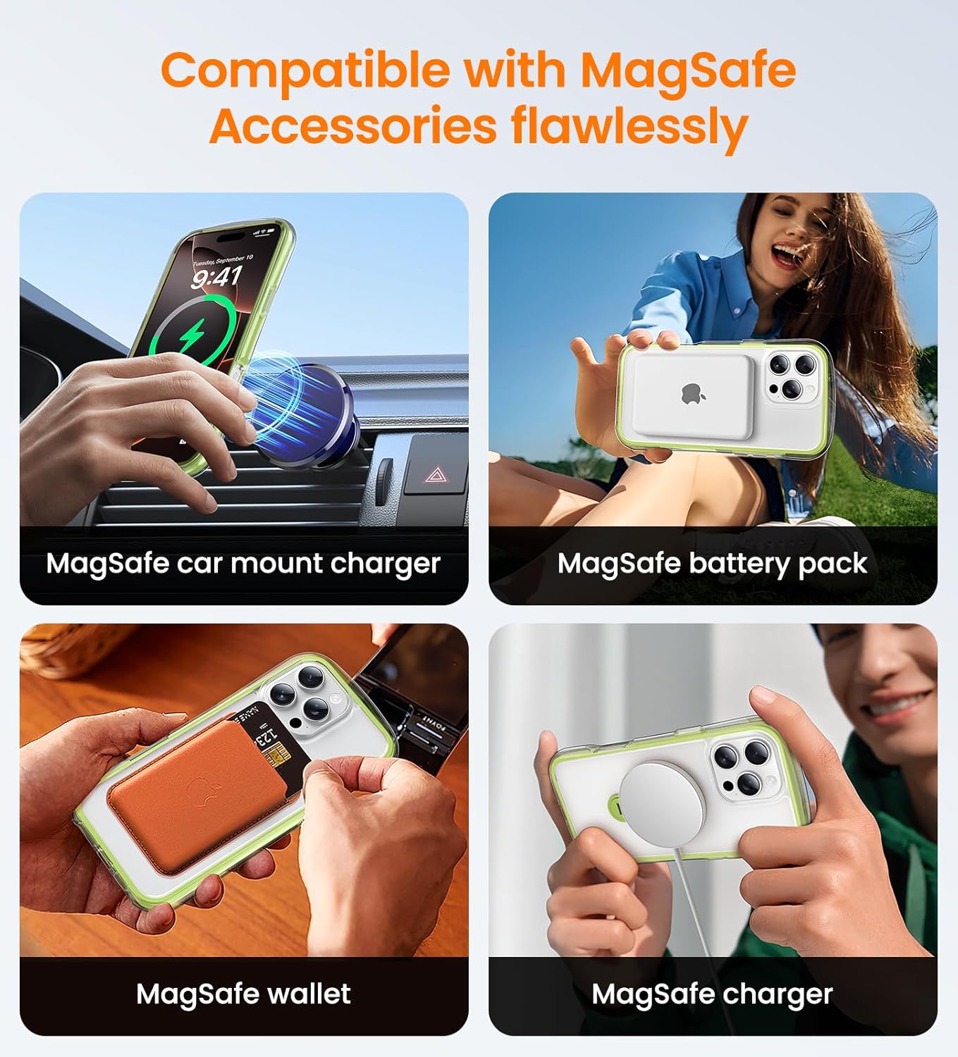 Magnetic for iPhone 16 Pro Case with Stand [Compatible with MagSafe][360° Rotatable Ring Holder Kickstand][Military Grade Protection] Airbag Shockproof Case for i Phone 16Pro 6.3 Inch, Green