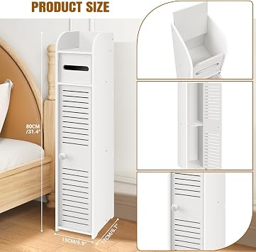 Bathroom Storage Cabinet Bathroom Tall Cabinet, Hidden Storage, Thick Board, for Living Room, Bedroom, Kitchen, Easy to Clean & Install(81H*16L*16W)