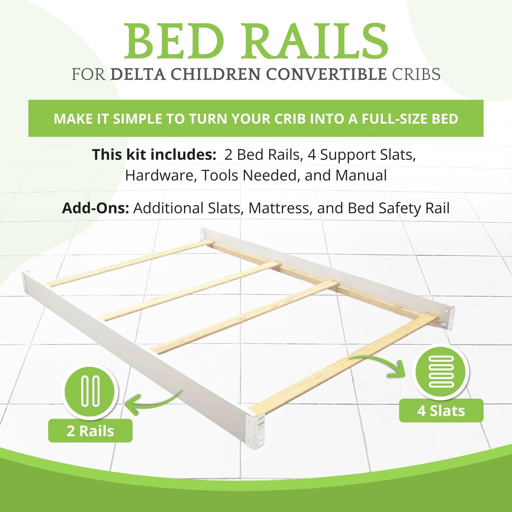 Delta Kids Bed Rails Full-Size Conversion Kit Bed Rails Compatible