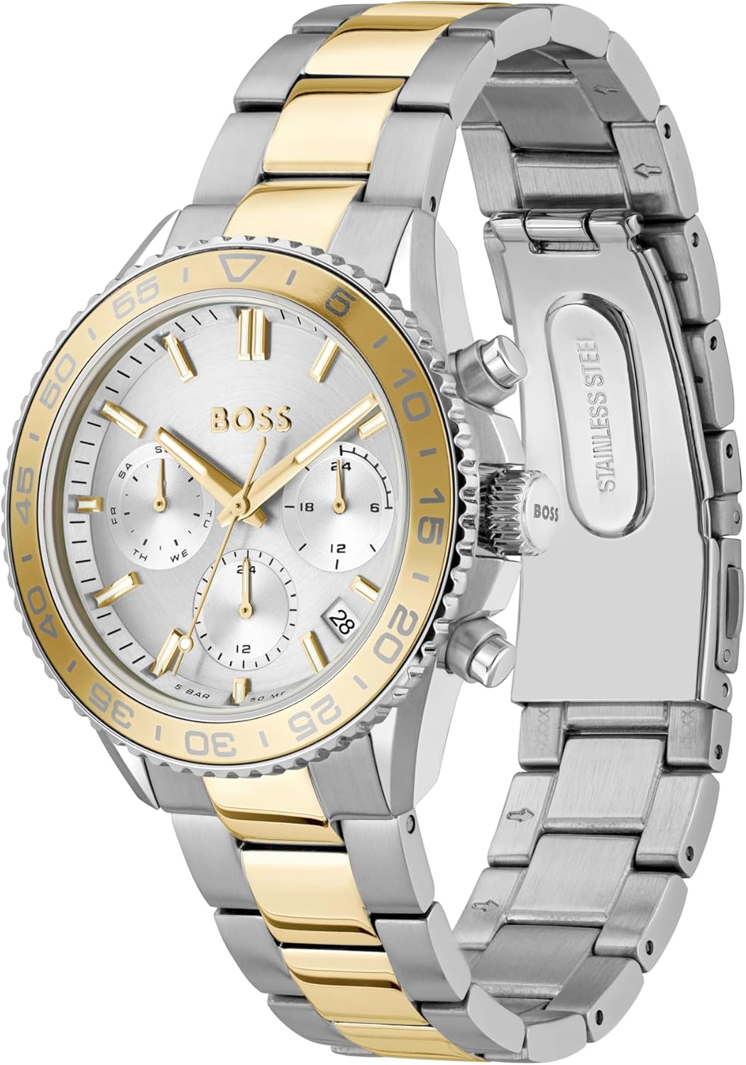 BOSS Runner for Her Women's 38mm Multifunction Stainless Steel Wristwatch - Water Resistant up to 5ATM/50 Meters, Modern Boyfriend Style