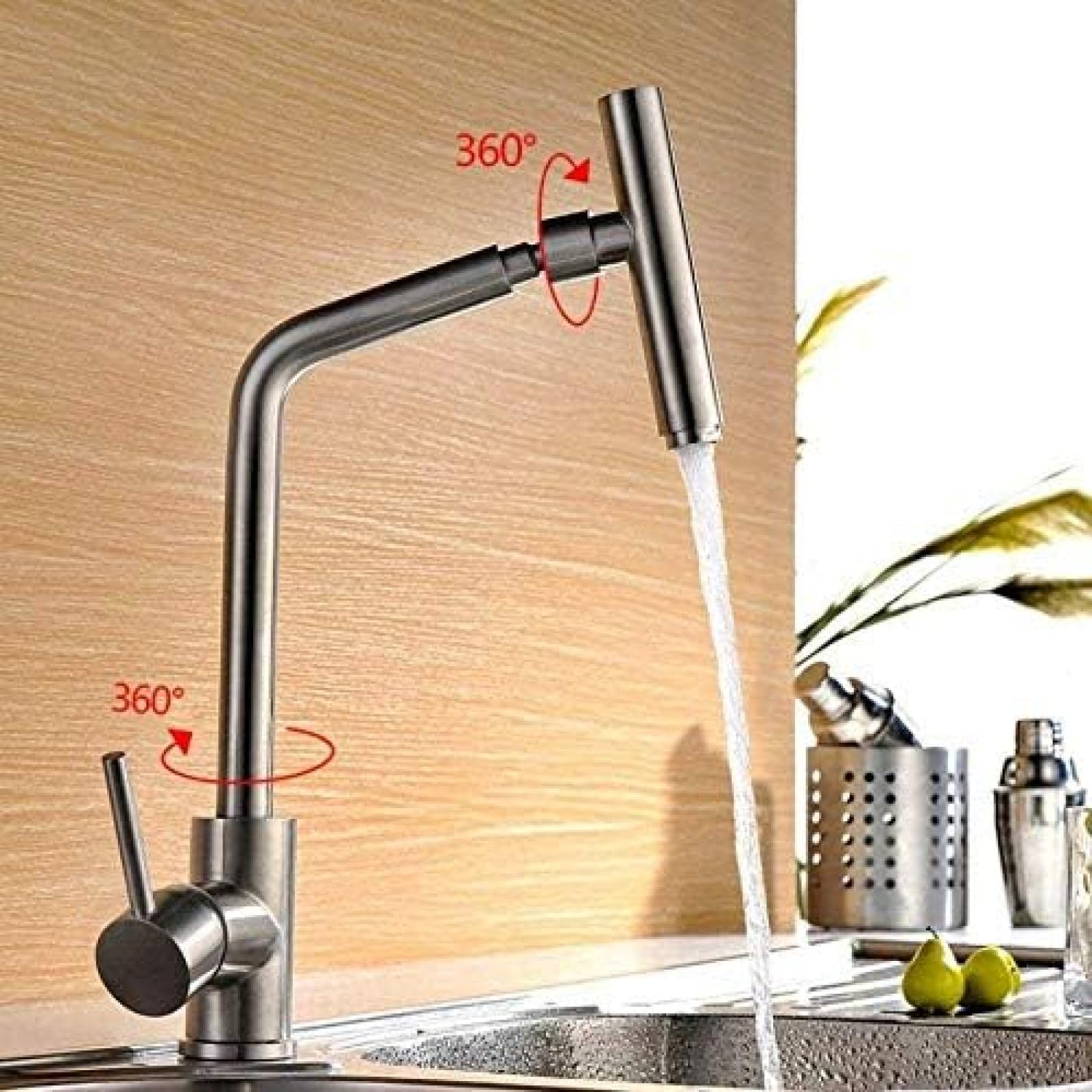 ZYCHSJXA Faucet Kitchen Water Mixer Crane Stainless Steel Sink Tap