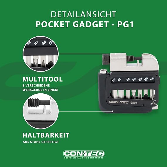 CONTEC Bicycle Multitool Pocket Gadget - PG1 8 in 1 Multifunctional Tool Repair Kit Mini Tool Multi-Purpose Hexagon Socket Screwdriver