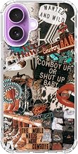 Western Cowgirl Cowboy Collage Case for iPhone 17, Howdy Western Ranch Boho Southwestern Retro Cover, Soft Trendy TPU Bumper Cover