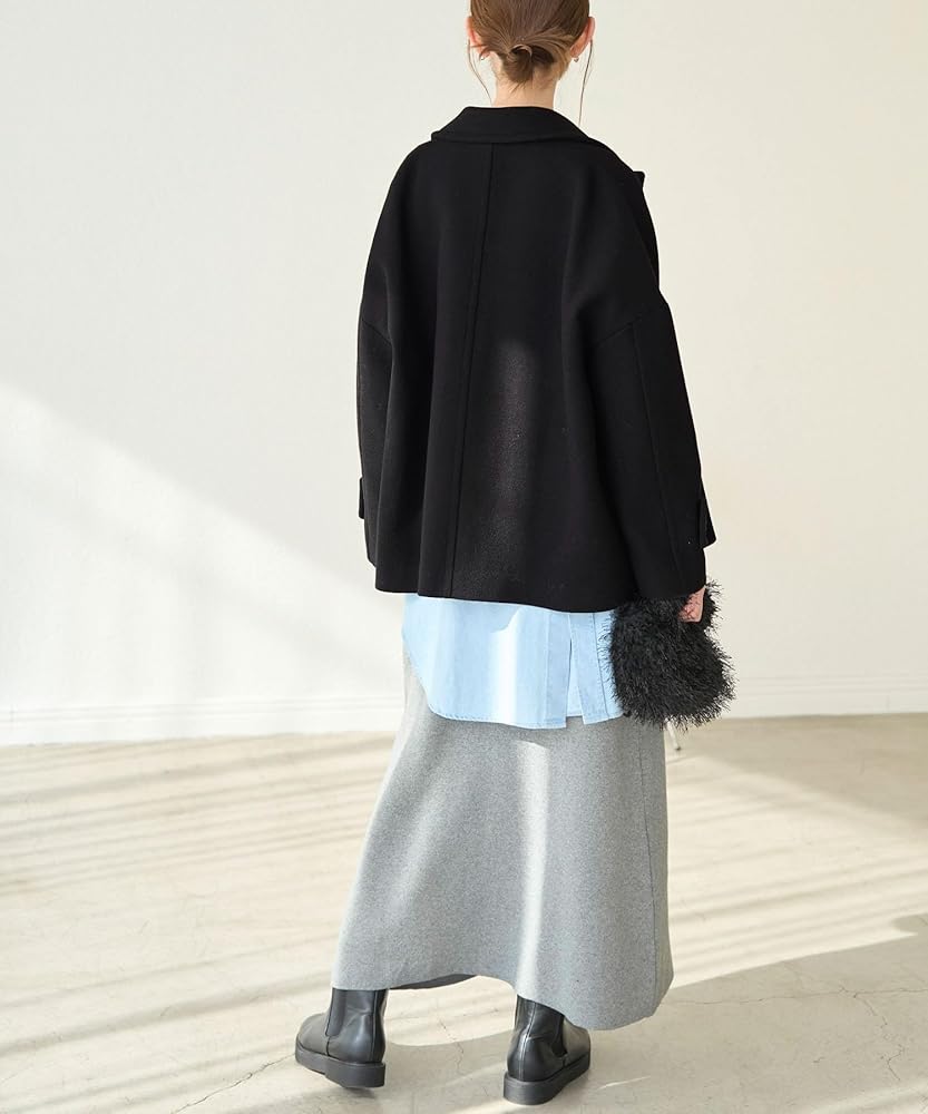 Amazon | [ロペピクニック] ウールショートコート ブラック（01） 38