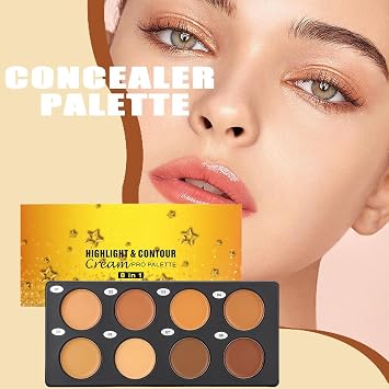 Concealer Palette 8-Shade Long-Wearing Full Coverage Cosmetics | Color Correcting Concealer Palette for Home Dorm Travel Hotel Apartment School