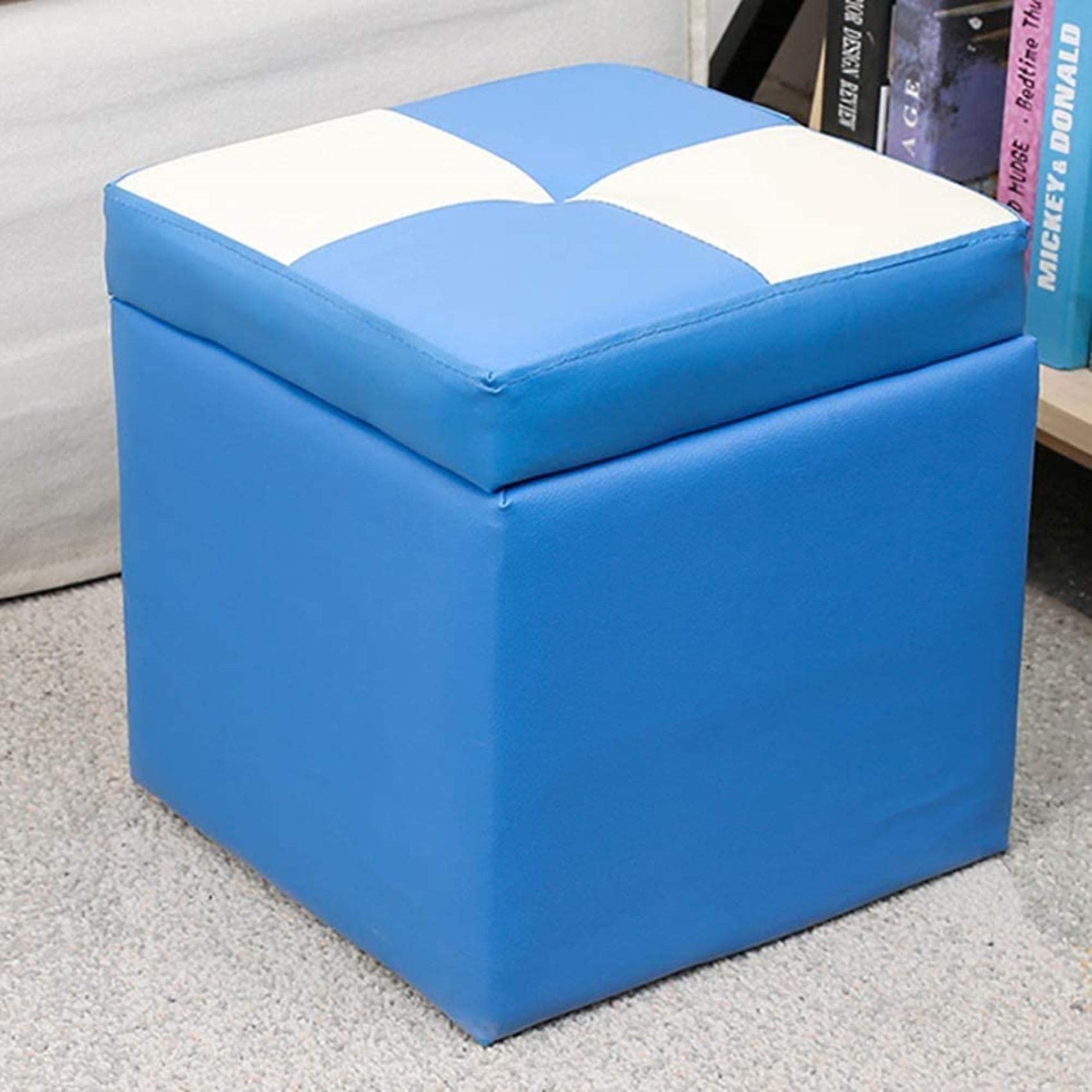 Repose-pieds ottoman rembourré pouf de rangement cube similicuir