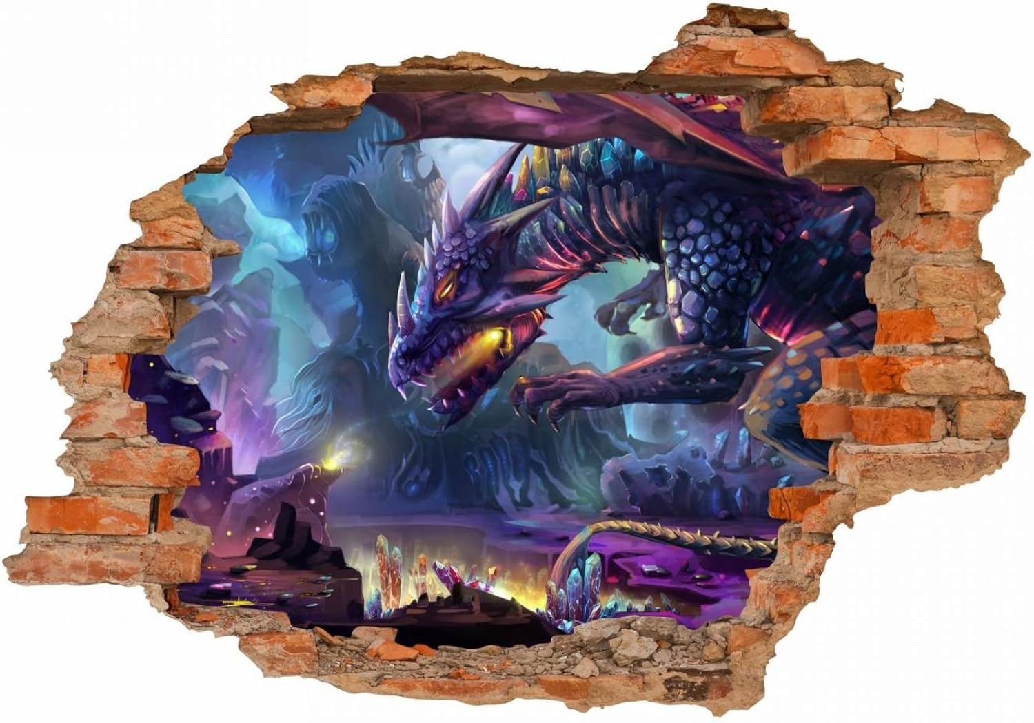 Nikima 097 Wandtattoo Drache Loch In Der Wand 5 Grossen Wunderschone Kinderzimmer Sticker Und Aufkleber Bezaubernde Wanddeko Wandbild Junge Madchen Grosse 1500 X 1000 Mm B0783ngwgk In Fantasy