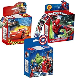 3 Pack Kids Sticker in 30 Designs,600 Pcs 1-1/2 Inch Self Adhesive Label Roll