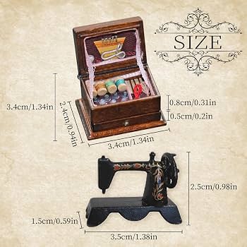 2 Stück Miniatur Wichtel-Zubehör Für Puppenhaus - Nähmaschine & Bügeleisen, 1:12 Maßstab, Legierung