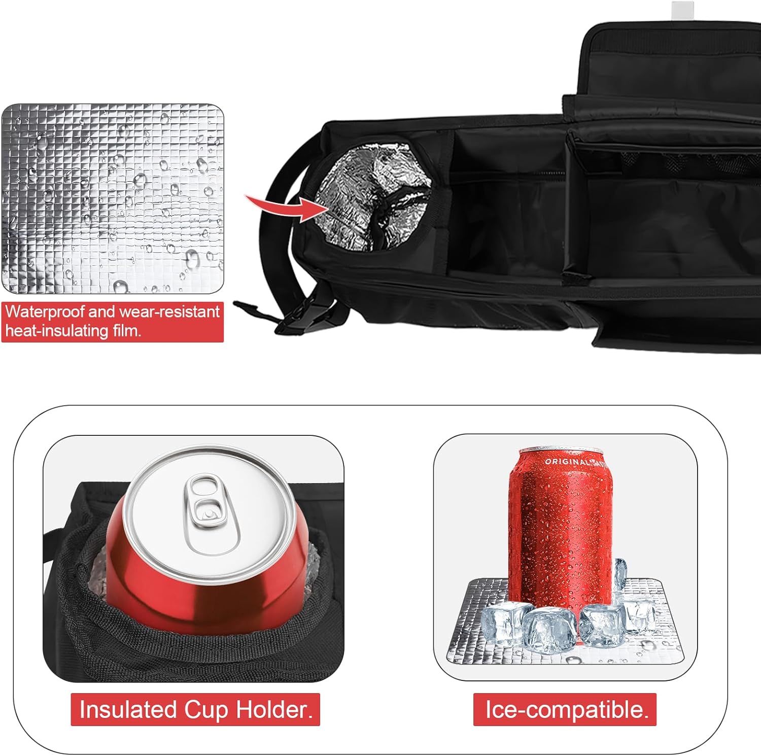 ORKELS Foldable Universal Golf Cart Storage Basket Organizer, No-Drill 1680D Inner Front Caddy for EZGO, Club Car, Kandi, and Electric Carts - Durable Black Organizer