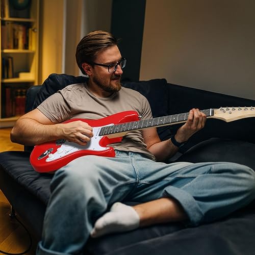 Vista 25 de Ktaxon Kit de guitarra eléctrica de 39 pulgadas para principiantes, pastillas HSS de 6 cuerdas de cuerpo sólido de tamaño completo para adultos