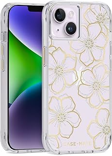 Case-Mate Funda para iPhone 14 Plus, gemas florales, con protección contra caídas de 10 pies y carga inalámbrica, funda de...