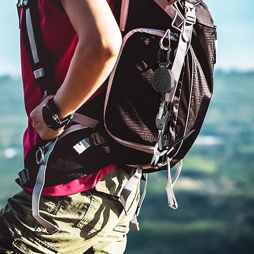 Miniatura 7 de DELSWIN Paquete de 2 carretes retráctiles para insignias llavero retráctil resistente con llavero y clip para insignia correa compacta para llave