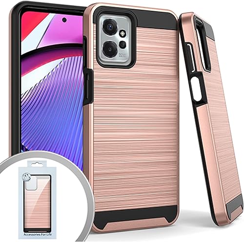 PT Metallic Brush - Funda híbrida para Motorola Moto G Stylus 5G 2023 + soporte de regalo (oro rosa)