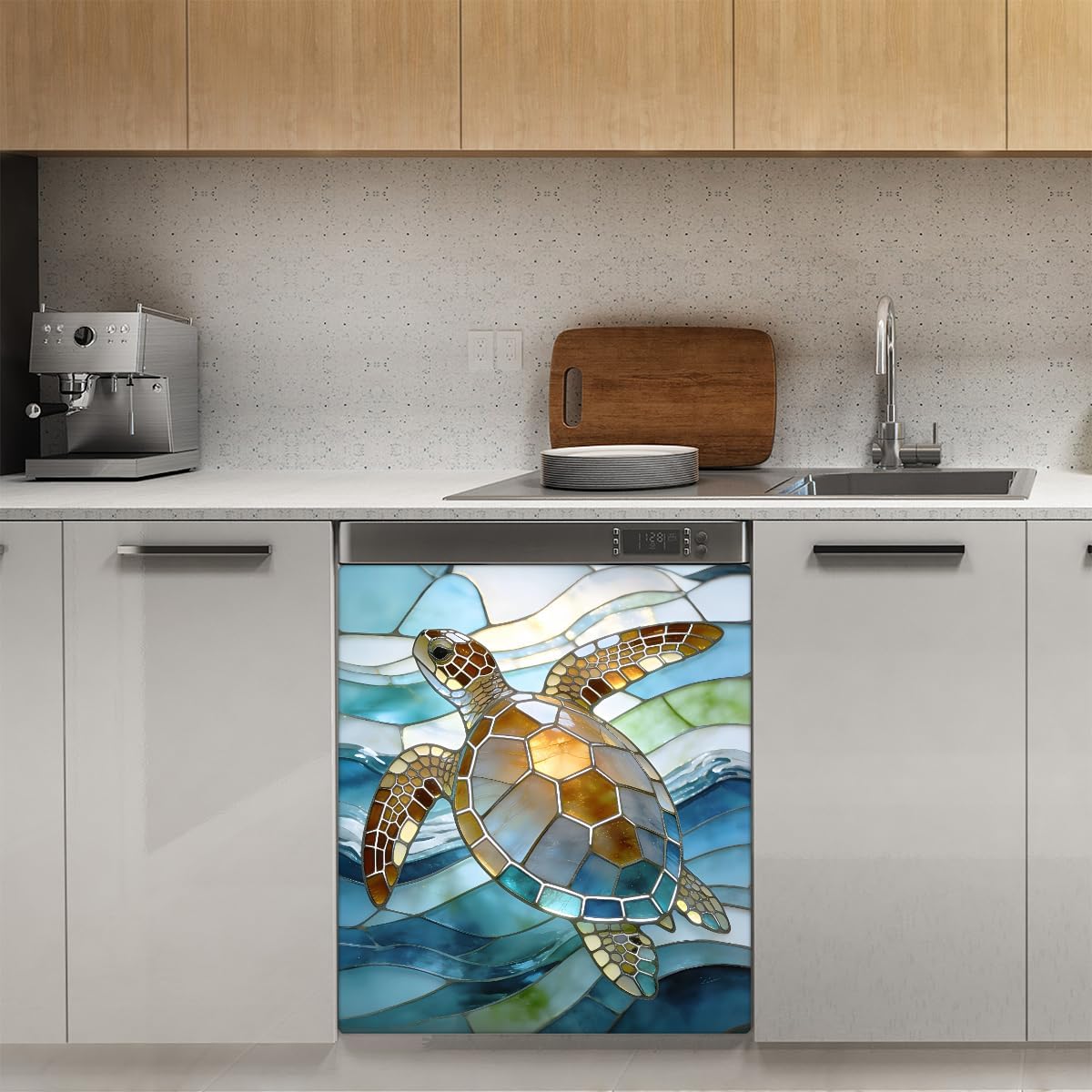 Turtle Dishwasher Magnet Sticker Cover Panel Decal 23x26 Inch Refrigerator Magnetic Sticker Decorative for Kitchen Spring Summer Decoration Fridge Door Cover Home Appliances Decor Stickers
