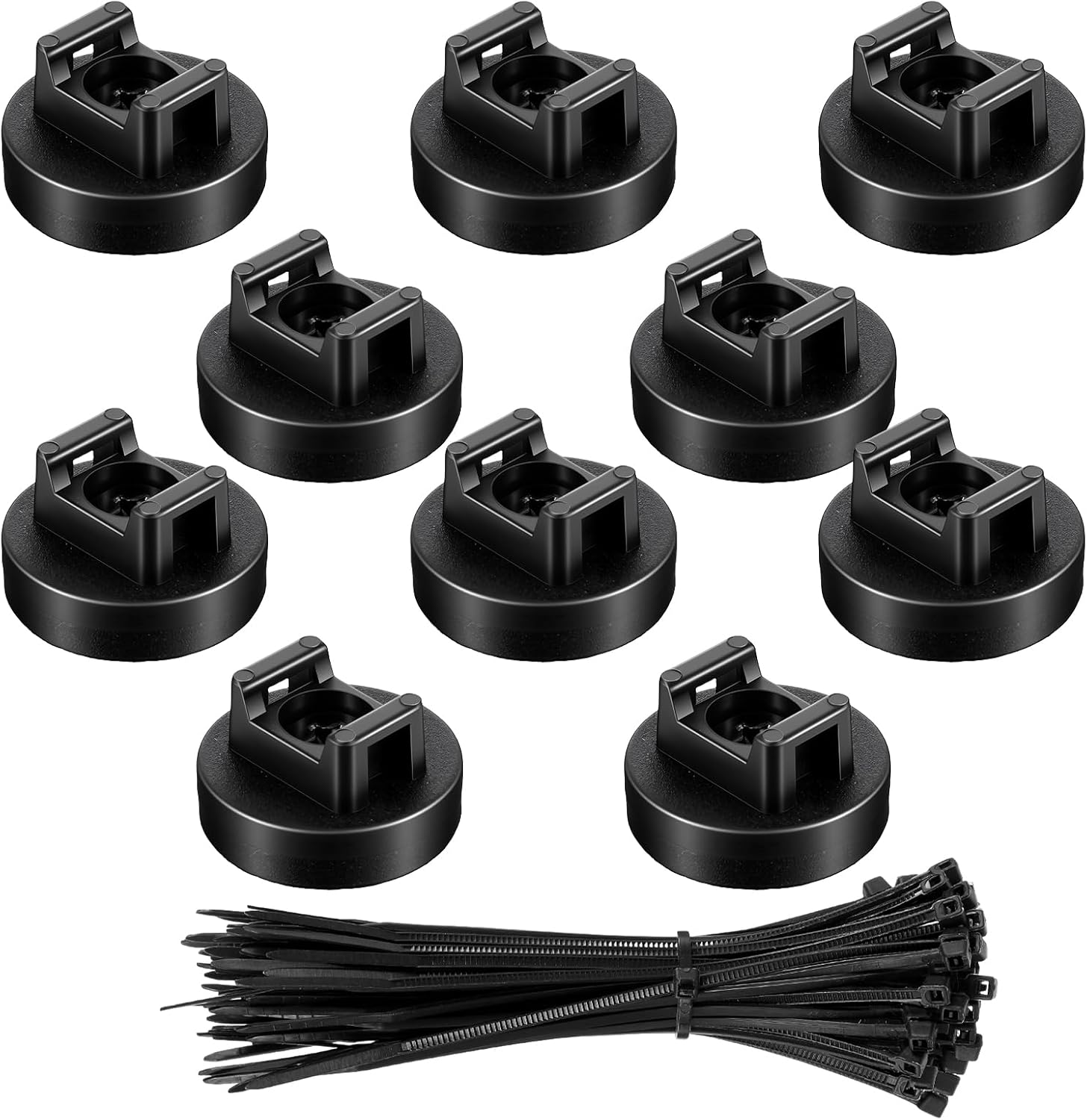 110 Pcs Magnetic Zip Tie Mount with Nylon Cable Ties, Multipurpose Cable Holder Magnets for Wire Management Bases, 20 mm
