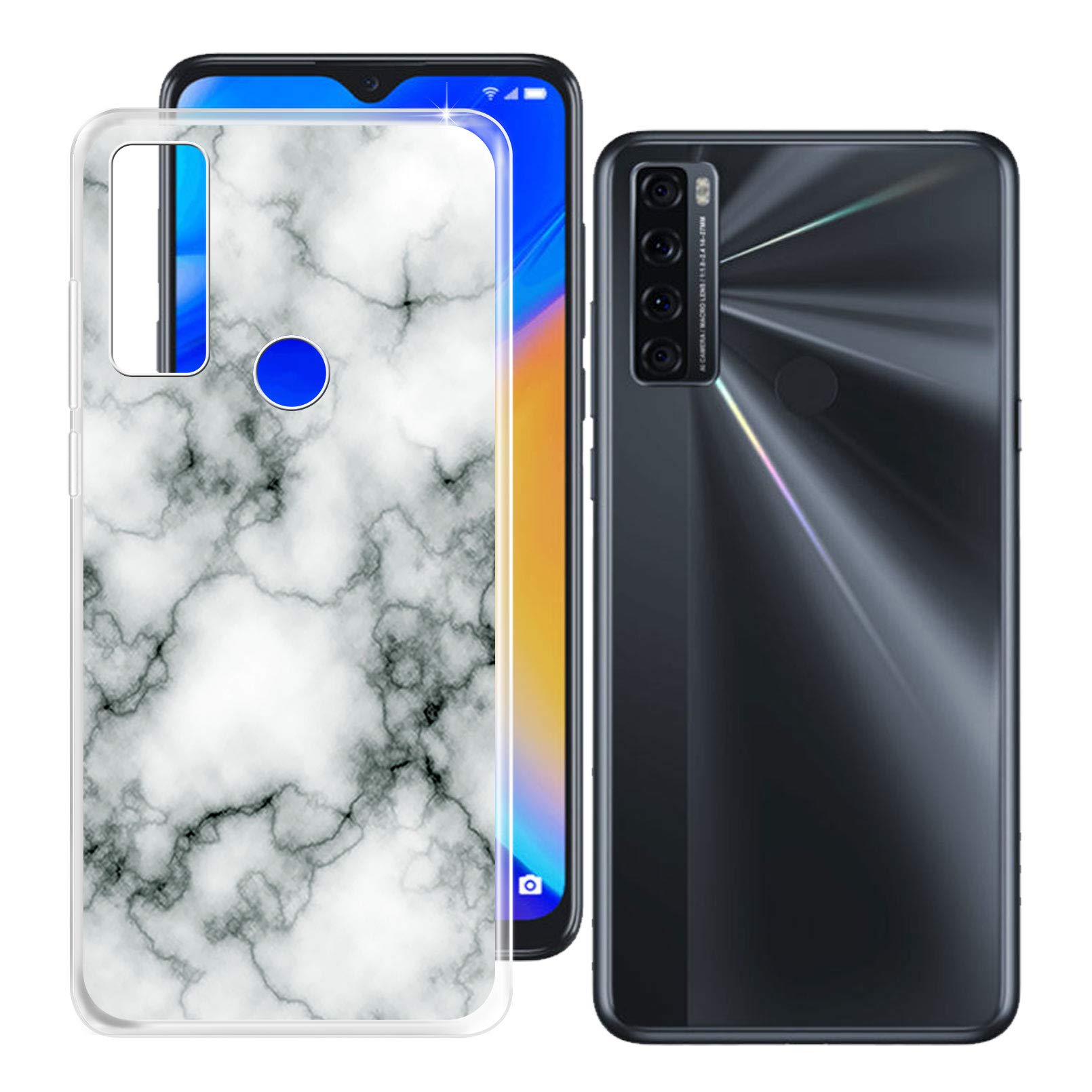 Cover Per TCL 20 SE (6.82'') + 2 Pellicole Vetro Temperato - Custodia Morbida TPU Trasparente Antiurto E Antigraffio