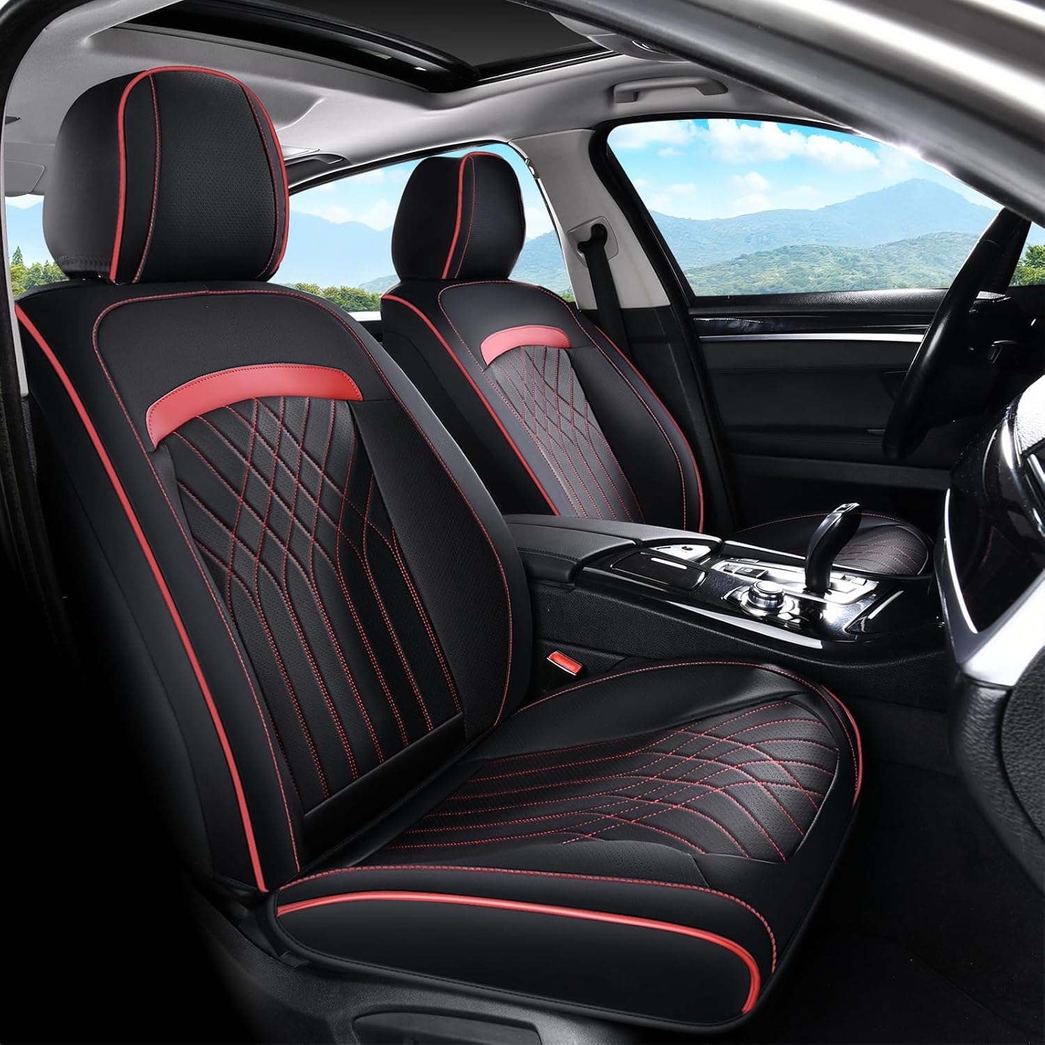 FLORICH Car Seat Covers Front Seat, Leather Seat Covers for Cars, Car Seat Protector Waterproof, Universal Automotive Seat Covers, Front Car Seat Cover Fit for Most Sedans SUV Pick-up Truck