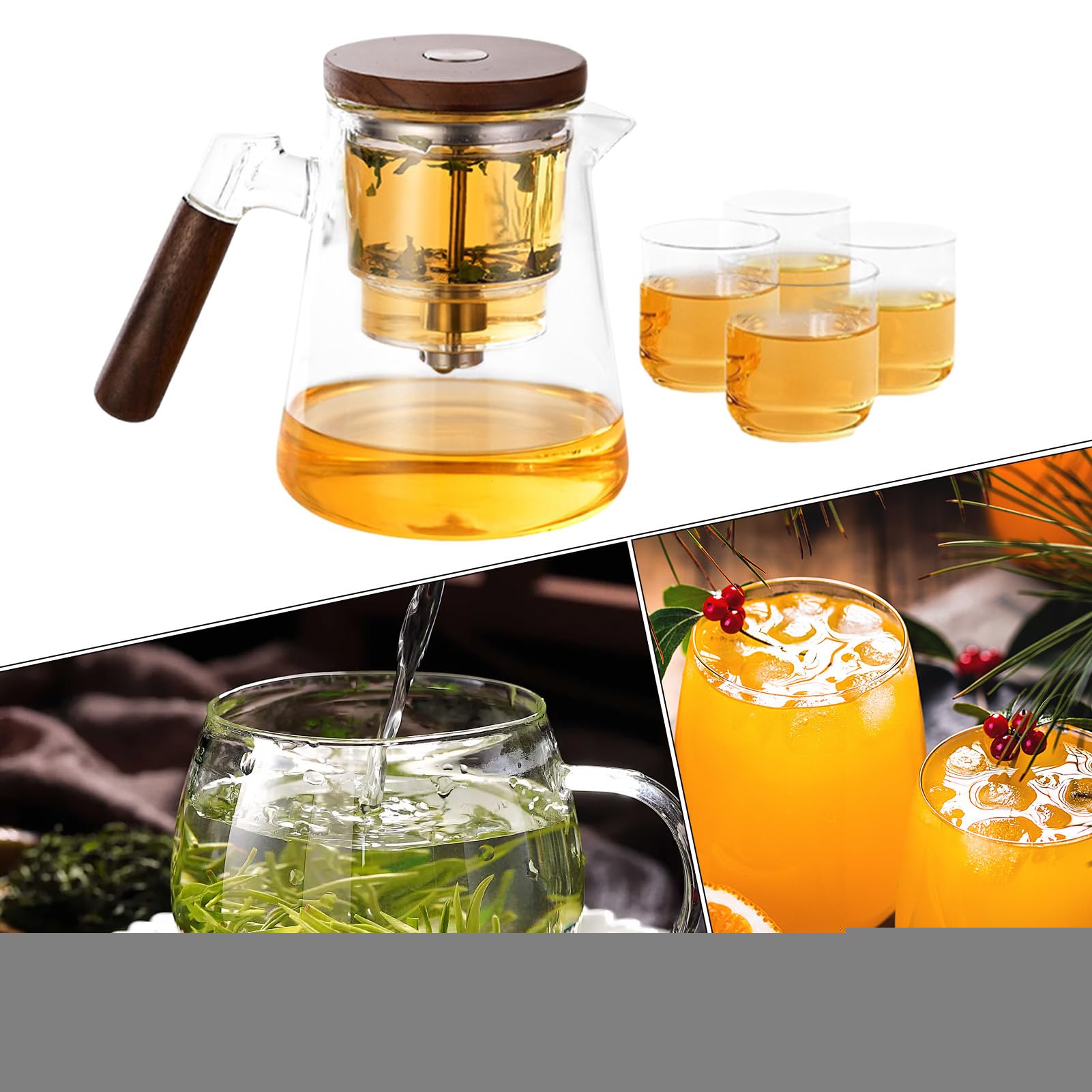 con Infusor de Té, con Colador - de vidrio con separación de agua